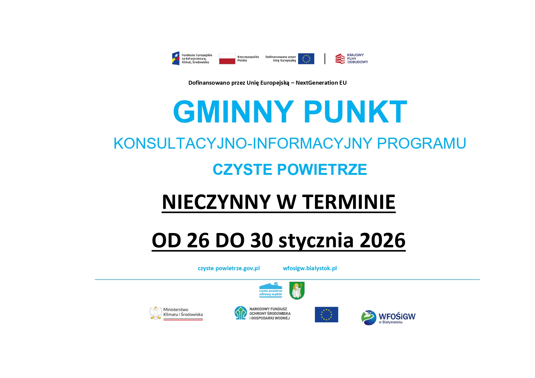 GMINNY PUNKT KONSULTACYJNO-INFORMACYJNY PROGRAMU CZYSTE POWIETRZE
