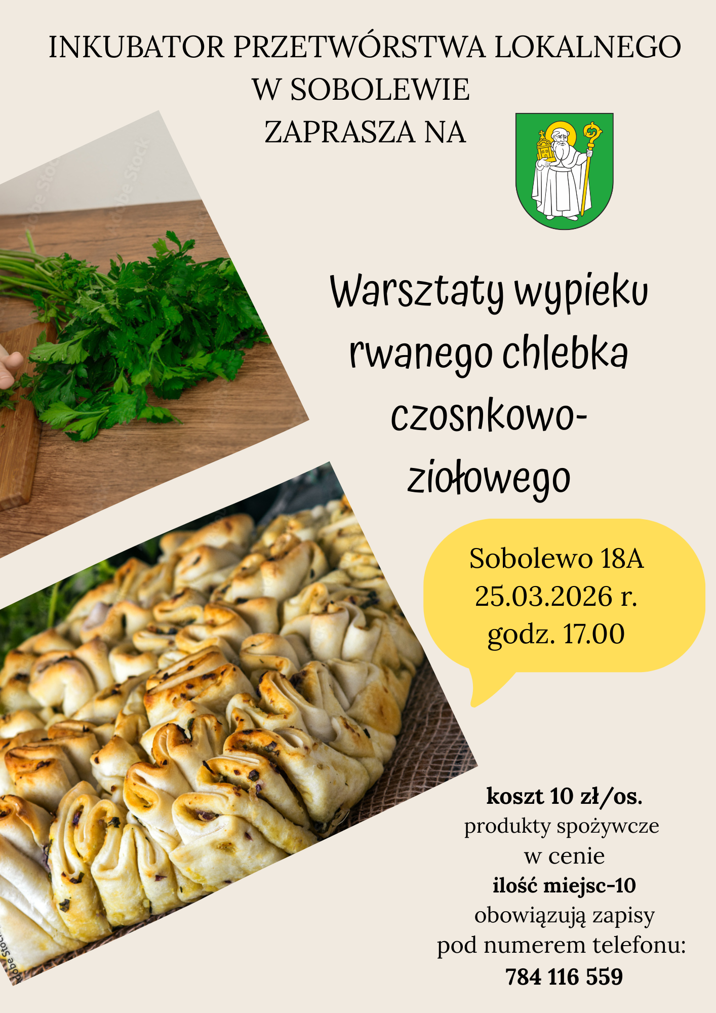 Warsztaty wypieku rwanego chlebka czosnkowo-ziołowego