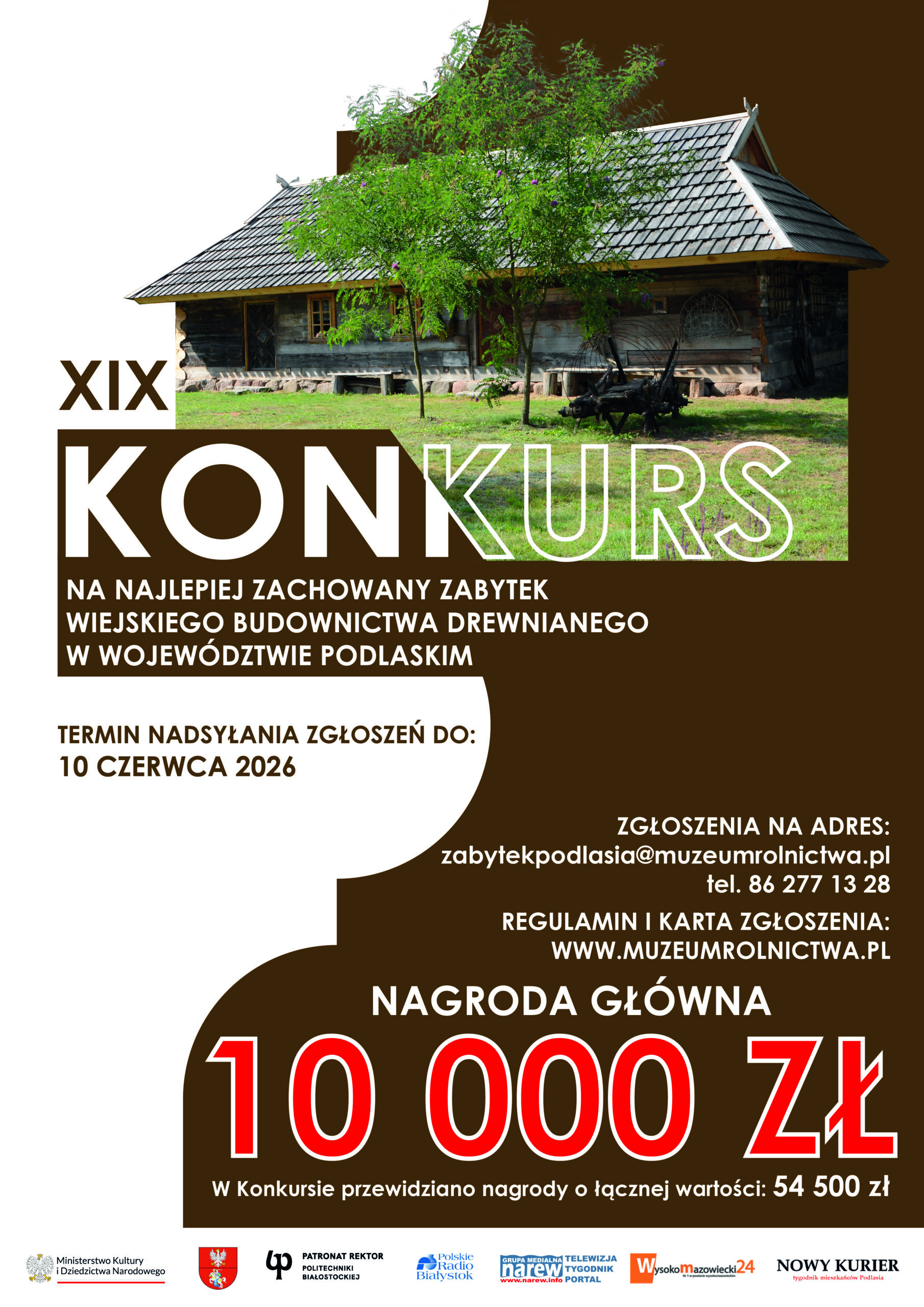 XIX Konkurs na Najlepiej Zachowany Zabytek Wiejskiego Budownictwa Drewnianego w Województwie Podlaskim w 2026 r.