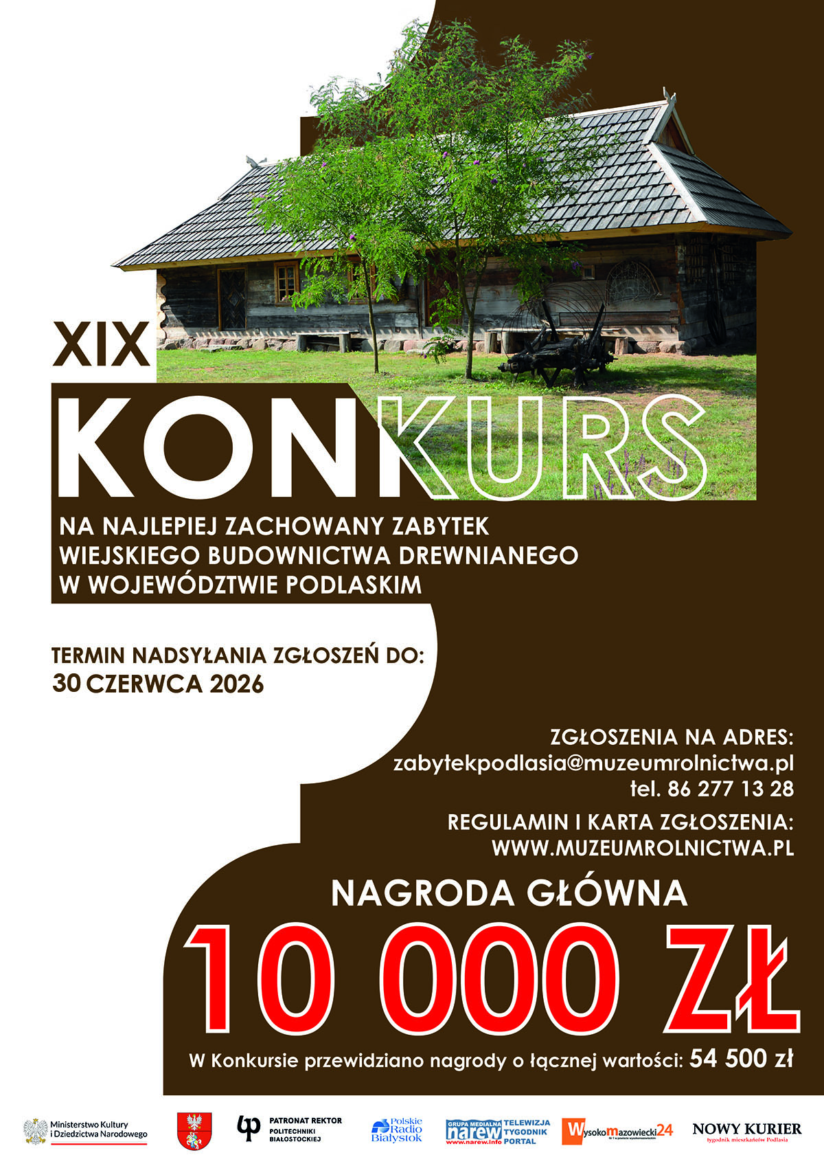 XIX Konkurs na Najlepiej Zachowany Zabytek Wiejskiego Budownictwa Drewnianego w Województwie Podlaskim w 2026 r.